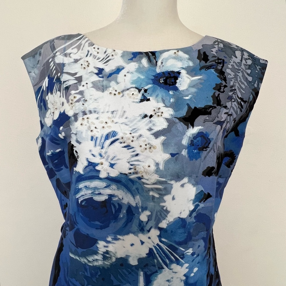 Kay Unger New York Abstract Floral Sleeveless Sheath Dress Chic Events Sexy - Picture 2 of 10